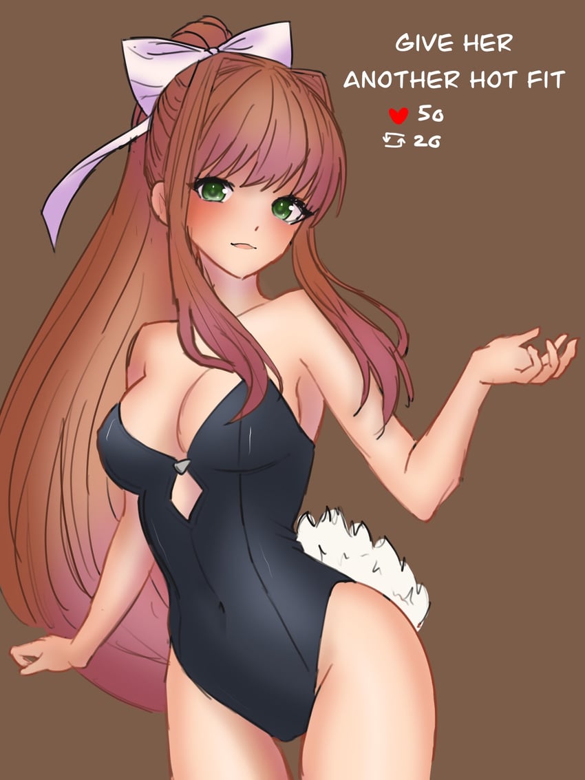 monika (doki doki literature club) drawn by asuno-san