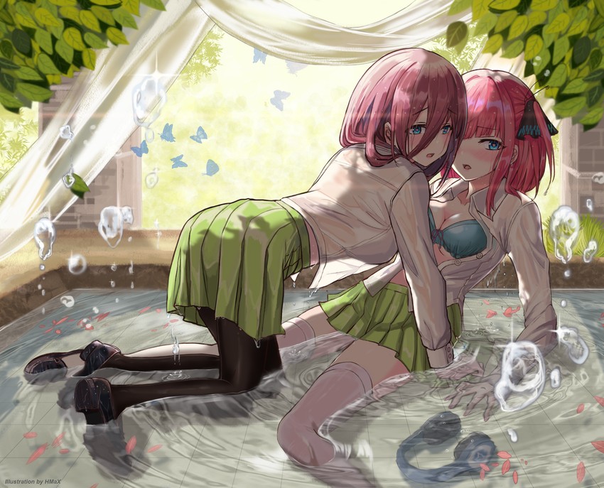nakano nino and nakano miku (go-toubun no hanayome) drawn by hmax