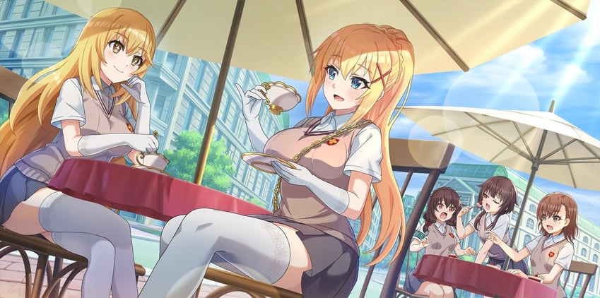 misaka mikoto, megumin, shirai kuroko, shokuhou misaki, darkness, and 1 more (toaru majutsu no index and 3 more)