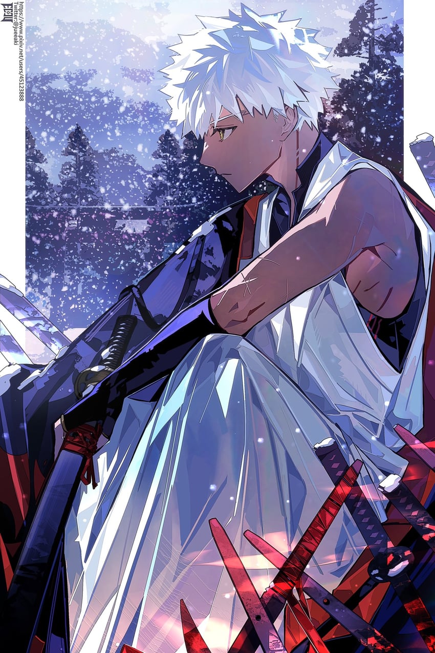 emiya shirou and senji muramasa (fate and 1 more) drawn by eeju
