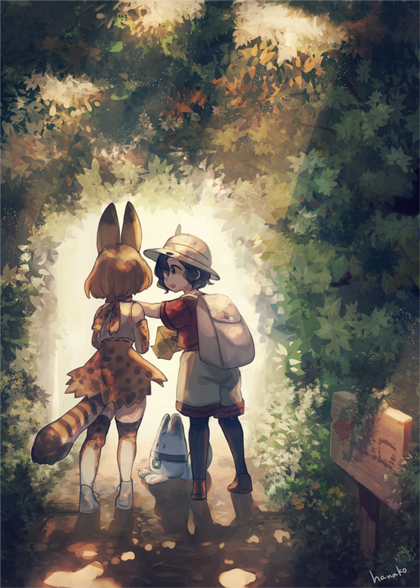 serval, kaban, and lucky beast (kemono friends) drawn by hanako151