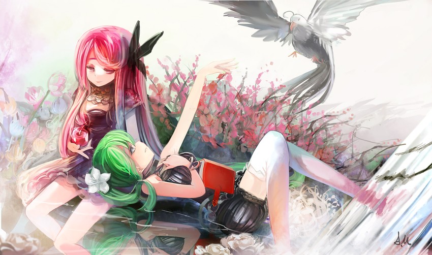 hatsune miku and megurine luka (vocaloid) drawn by ameru.miro
