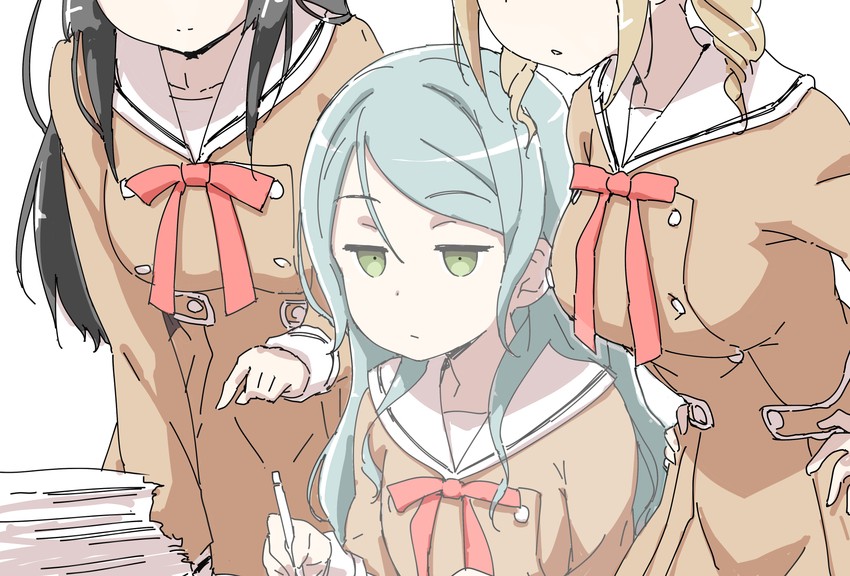 hikawa sayo, ichigaya arisa, and shirokane rinko (bang dream!) drawn by akata_itsuki