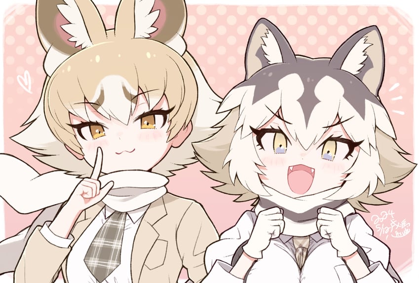 eastern wolf and kit fox (kemono friends) drawn by kitsunetsuki_itsuki