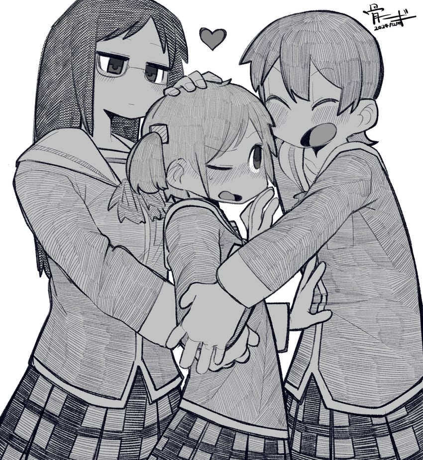 naganohara mio, aioi yuuko, and minakami mai (nichijou) drawn by bone_nigi