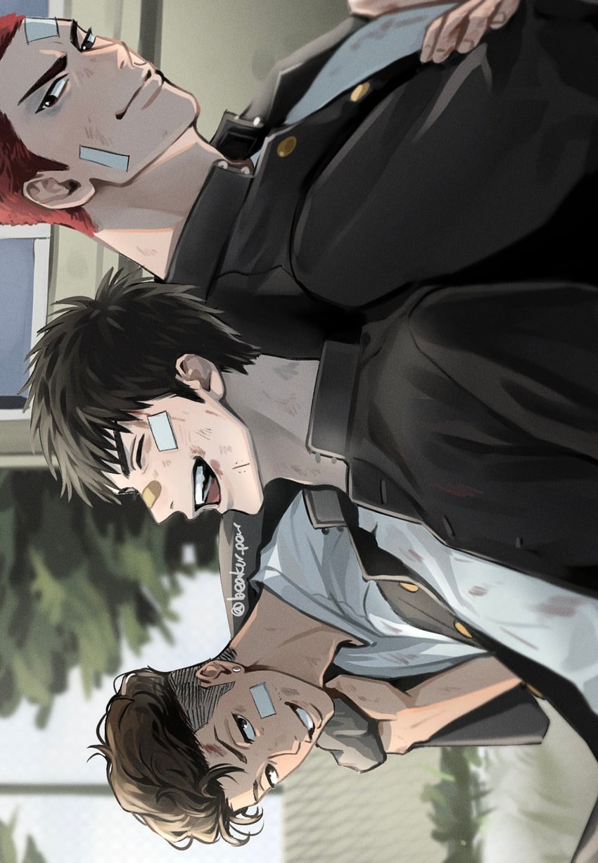 sakuragi hanamichi, miyagi ryouta, and mitsui hisashi (slam dunk) drawn by beaker_pour