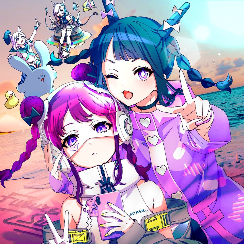 inubousaki shian, minakami hina, lena, and nina (denonbu and 1 more)