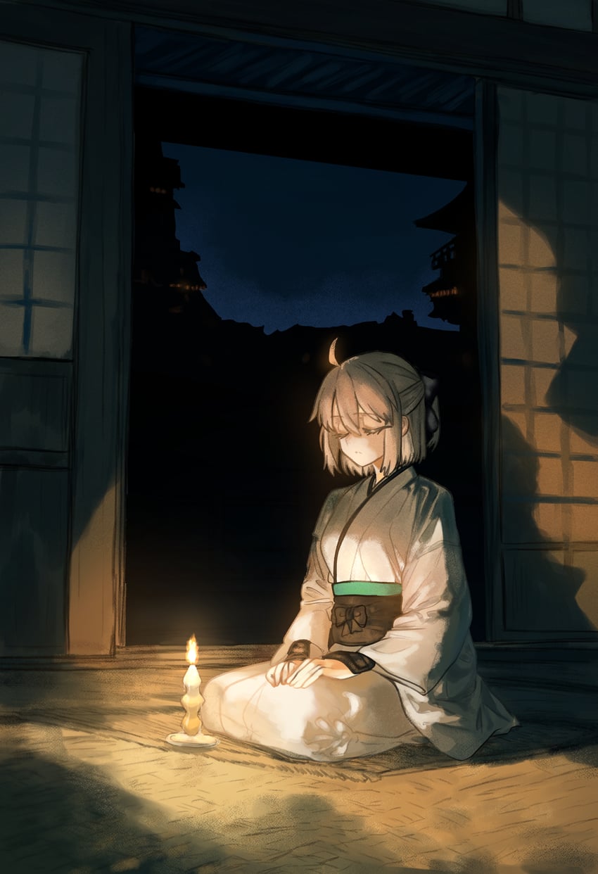 okita souji (fate and 1 more) drawn by ebora
