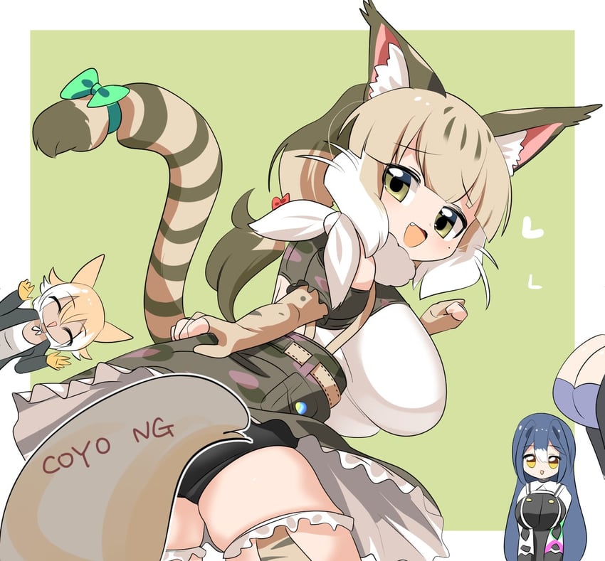 coyote, jungle cat, rikumu, and etra (kemono friends and 3 more) drawn by lets0020