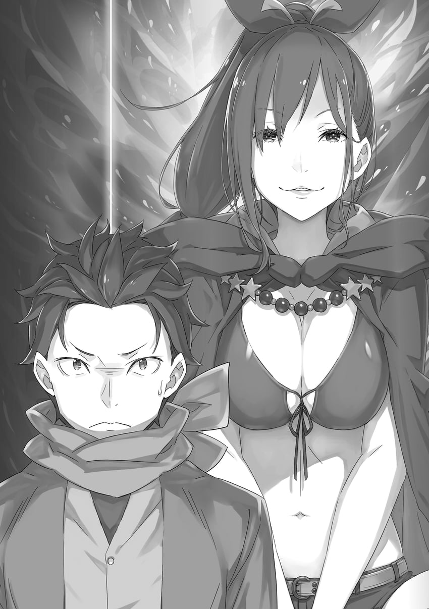 natsuki subaru and shaula (re:zero kara hajimeru isekai seikatsu) drawn by ootsuka_shin'ichirou