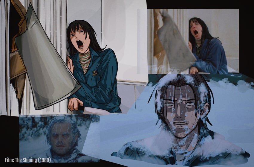 anya, jimmy, jack torrance, wendy torrance, and jack nicholson (the shining and 1 more) drawn by amikoiiko