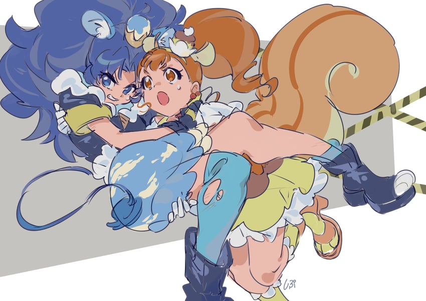 tategami aoi, arisugawa himari, cure gelato, and cure custard (precure and 1 more) drawn by shipu_(gassyumaron)