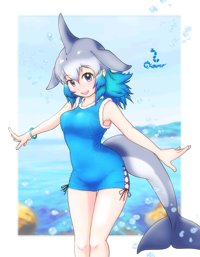 common bottlenose dolphin (kemono friends) drawn by nokemono-san_(bocchi_friend)