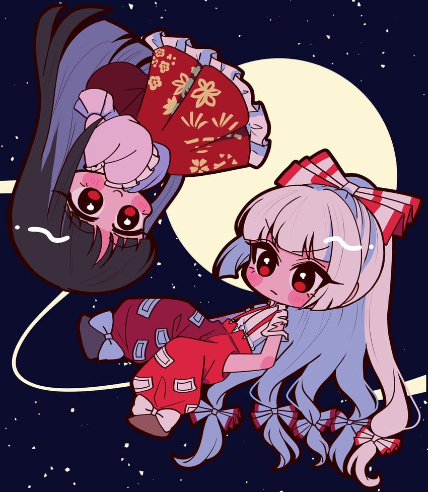 fujiwara no mokou and houraisan kaguya (touhou) drawn by ta_mi_01000