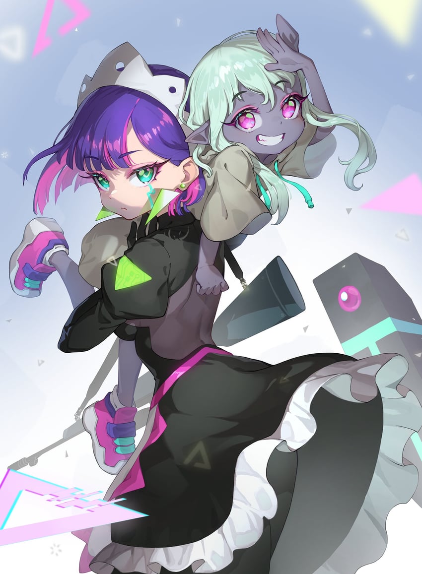 nira-chan, nanashi, and robota (zutto mayonaka de ii no ni and 1 more) drawn by bw_drawing