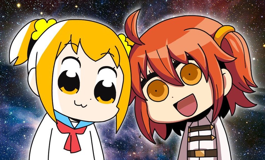 fujimaru ritsuka and popuko (fate and 2 more) drawn by shima_frog