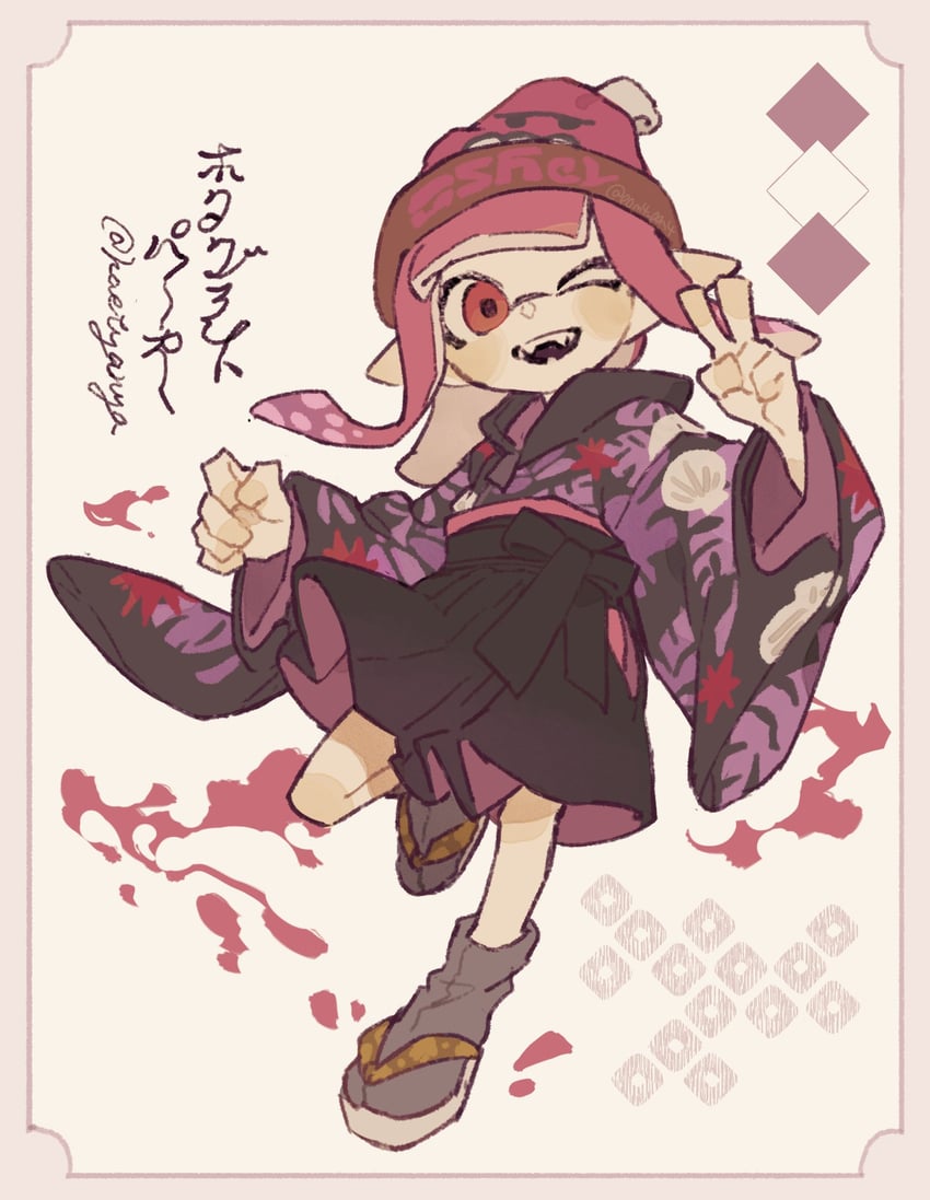 inkling player character and inkling girl (splatoon) drawn by p0m4_p0m4