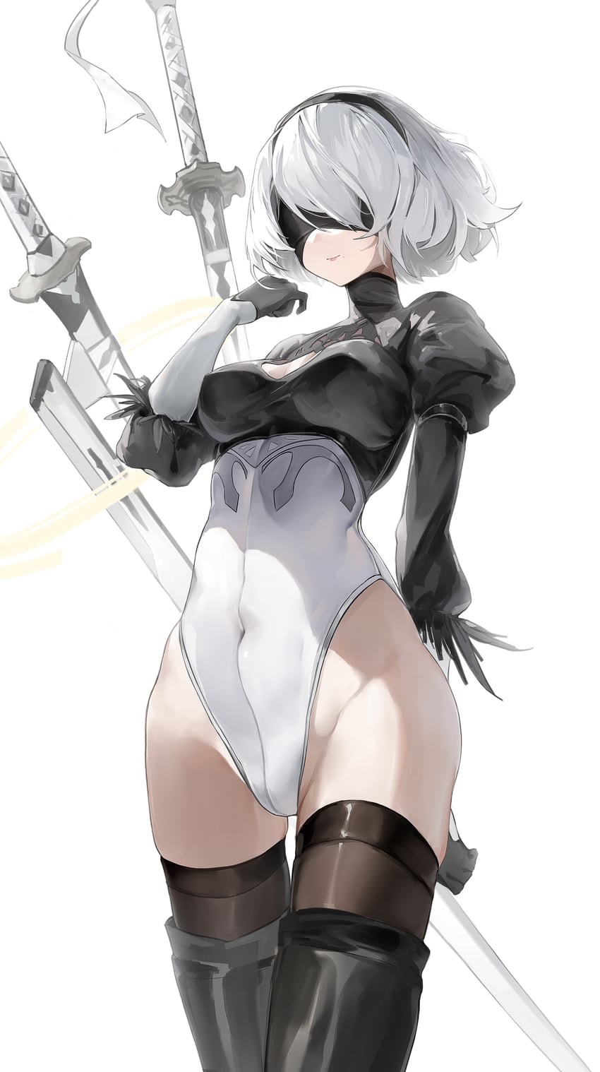 2b (nier and 1 more) drawn by berserker_r