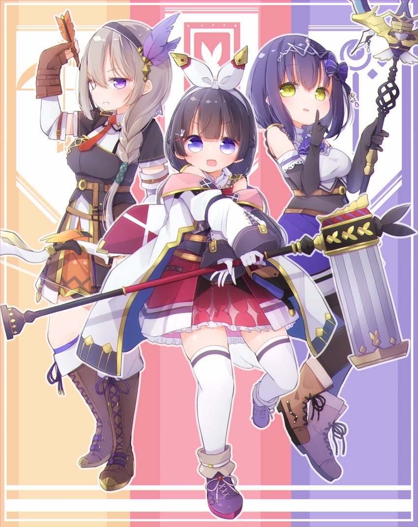 tsukino mito, higuchi kaede, and shizuka rin (nijisanji) drawn by gurantsu