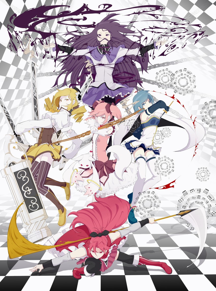 akemi homura, kaname madoka, miki sayaka, sakura kyoko, tomoe mami, and 1 more (mahou shoujo madoka magica) drawn by str-natural