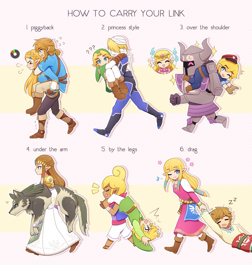 link, princess zelda, toon link, young link, sheik, and 4 more (the legend of zelda and 6 more) drawn by enni