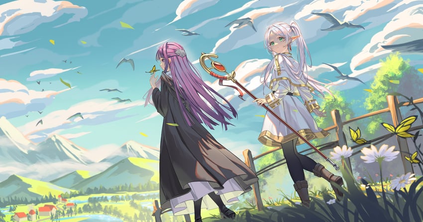 frieren and fern (sousou no frieren) drawn by al_guang