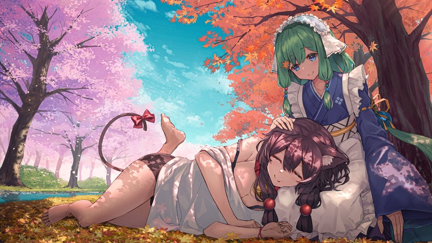 uiharu mio and akikaze ribe (original and 1 more) drawn by hopepe