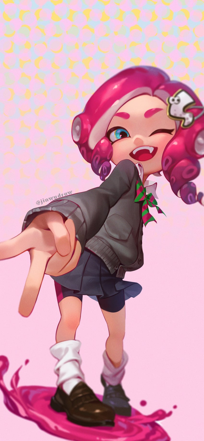 octoling player character and octoling girl (splatoon) drawn by jinwu_(jinwudraw)