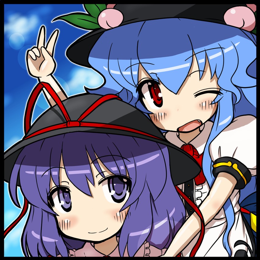 hinanawi tenshi and nagae iku (touhou) drawn by eruru_(erl)