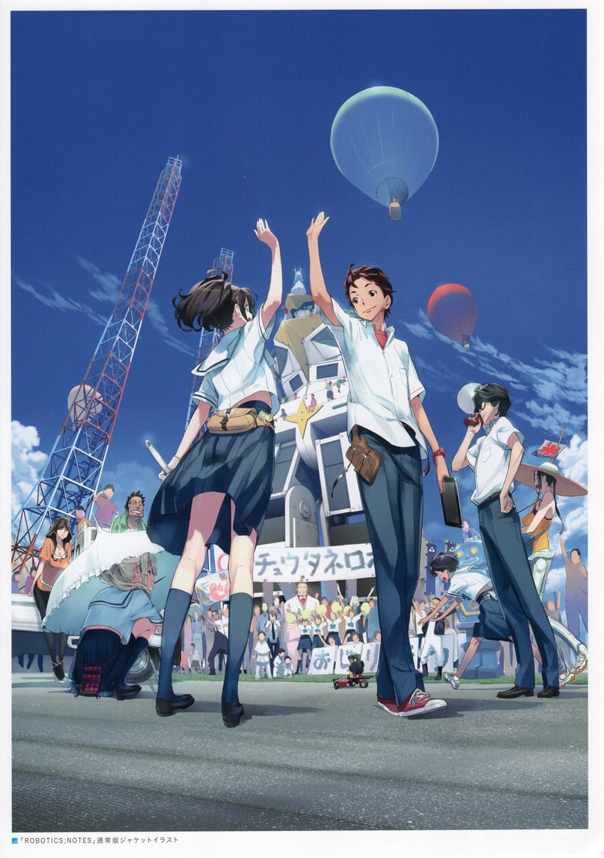 senomiya akiho, koujiro frau, yashio kaito, tennouji nae, daitoku junna, and 15 more (robotics;notes) drawn by fukuda_tomonori
