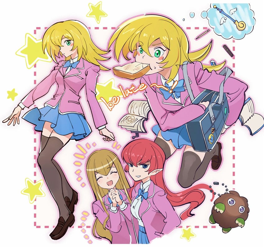 dark magician girl, kuriboh, harpie lady, harpie girl, and harpie lady 1 (yu-gi-oh! and 1 more) drawn by futa_yuri_ryona