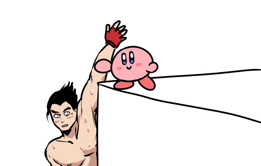 kirby and mishima kazuya (kirby and 2 more) drawn by hanny_(uirusu_chan)