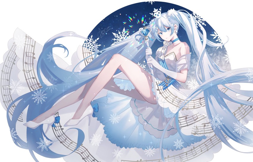 hatsune miku and yuki miku (vocaloid) drawn by aono_99
