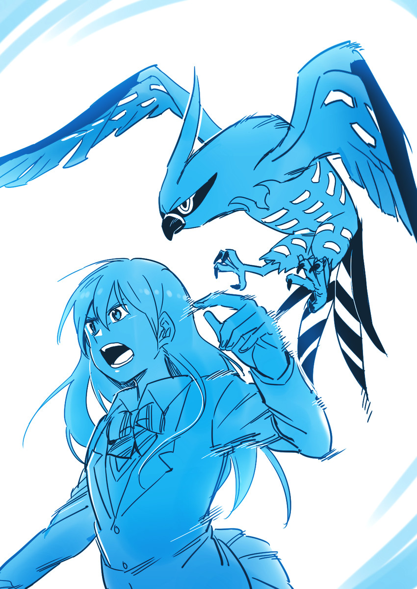 sonoda umi and talonflame (pokemon and 2 more) drawn by pito_(sh02327)