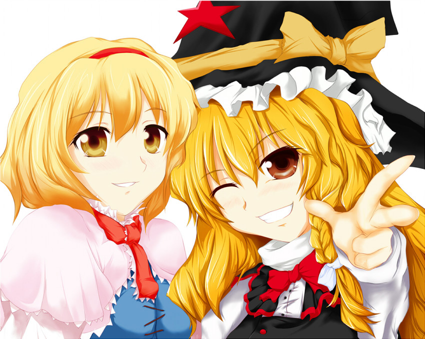 kirisame marisa and alice margatroid (touhou and 1 more) drawn by beegle