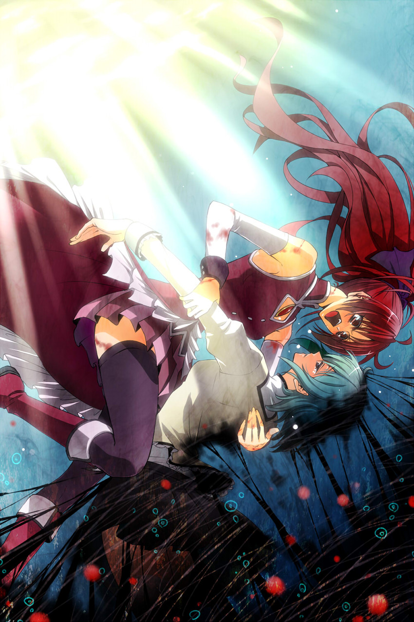 miki sayaka and sakura kyoko (mahou shoujo madoka magica) drawn by anubis2501