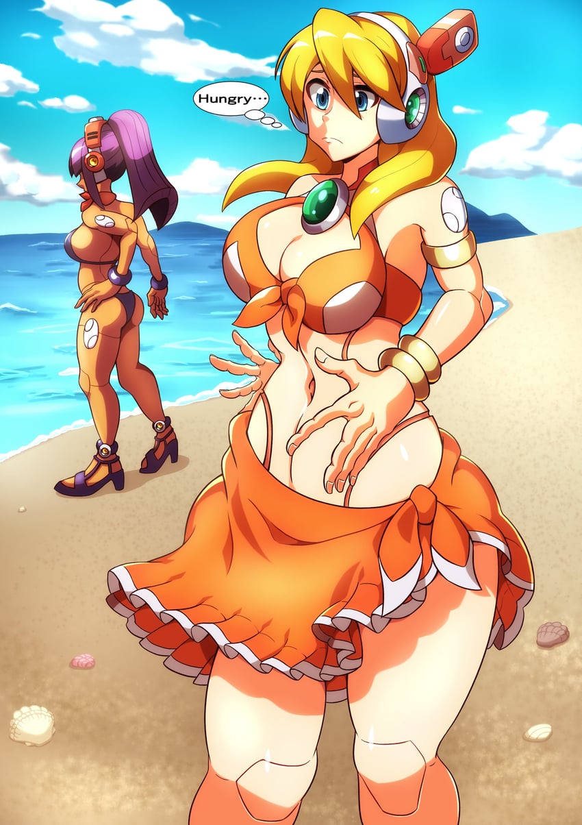 alia, layer, and swimsuit layer (mega man and 1 more) drawn by kotatuman_dash