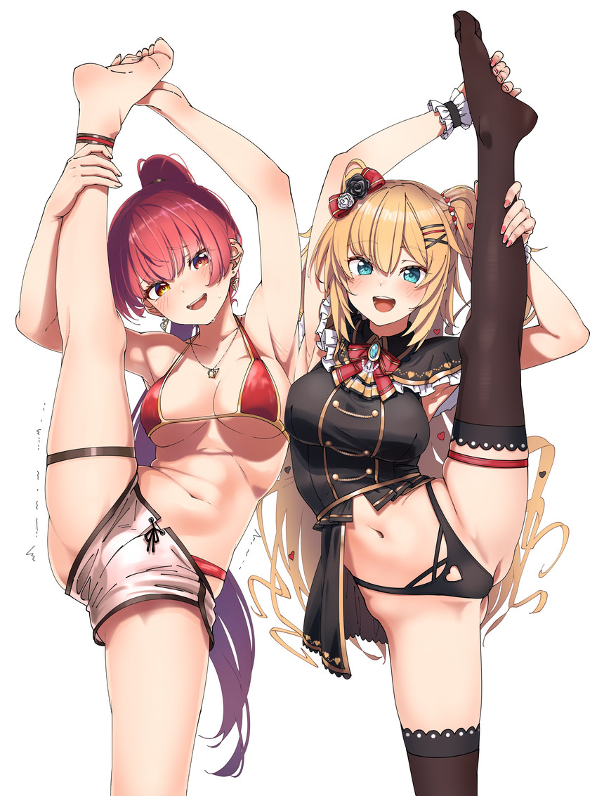 houshou marine and akai haato (hololive) drawn by shinomu_(cinomoon)