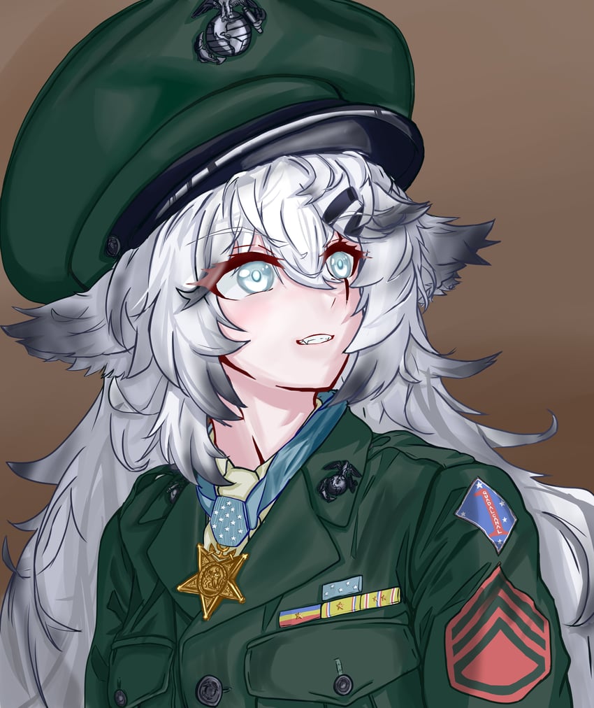lappland and gunnery sergeant john basilone (arknights and 1 more) drawn by lt_mue