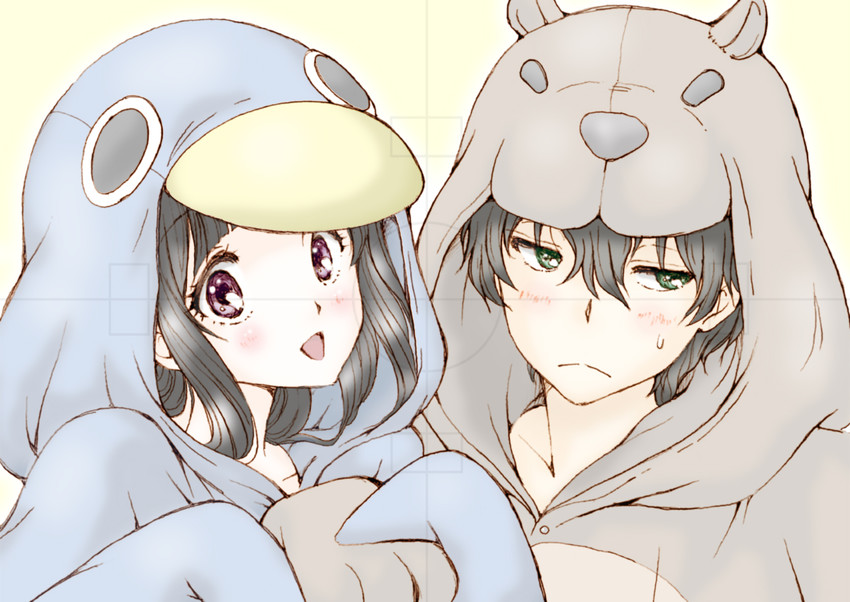 chitanda eru and oreki houtarou (hyouka) drawn by bluez