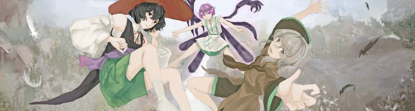enraku tsubakura, houlen yabusame, and shion (len'en) drawn by kanghan_kang_yanjian