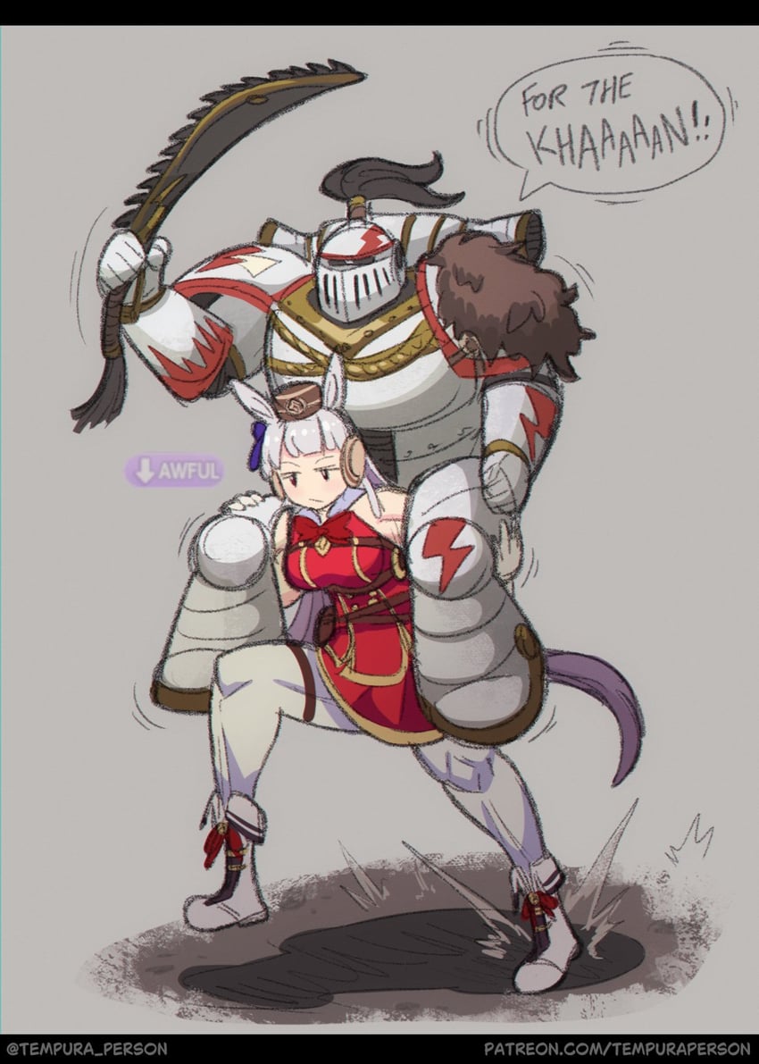 gold ship and adeptus astartes (umamusume and 1 more) drawn by tempura_person