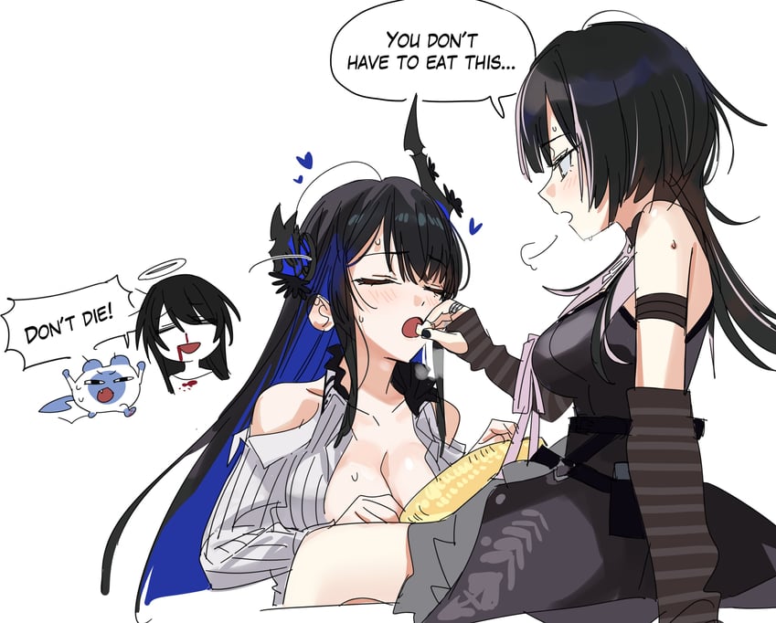 shiori novella and nerissa ravencroft (hololive and 1 more) drawn by yomosaka