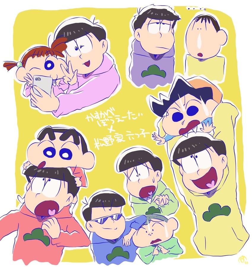 matsuno osomatsu, matsuno karamatsu, matsuno ichimatsu, matsuno jyushimatsu, matsuno choromatsu, and 6 more (osomatsu and 2 more) drawn by arkr_s