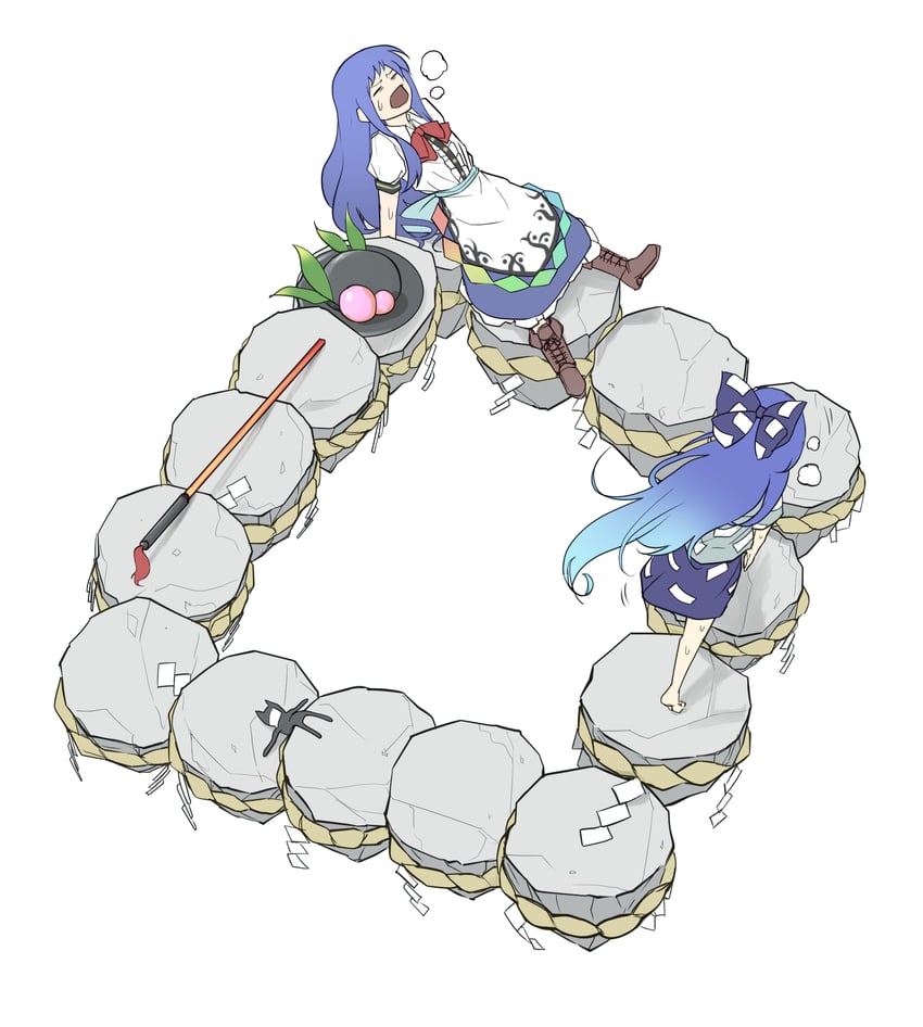 hinanawi tenshi and yorigami shion (touhou) drawn by peroponesosu.