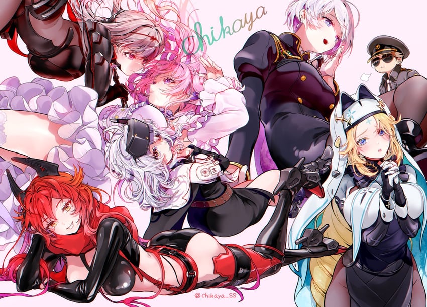 red hood, dorothy, rapunzel, scarlet, snow white, and 2 more (goddess of victory: nikke) drawn by chikaya
