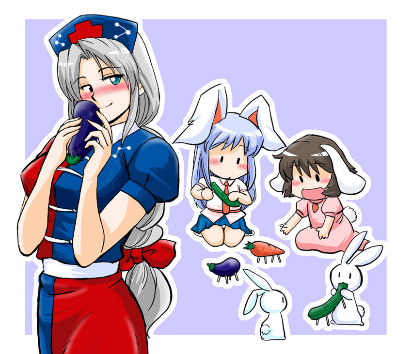 reisen udongein inaba, inaba tewi, and yagokoro eirin (touhou) drawn by azuki_osamitsu