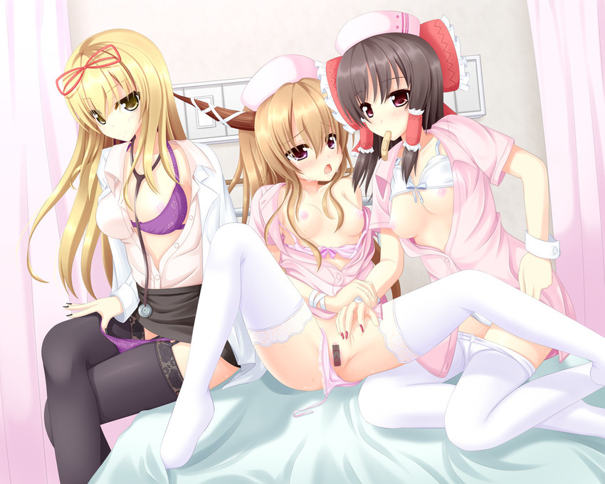 hakurei reimu, yakumo yukari, and ibuki suika (touhou) drawn by yoye_(pastel_white)