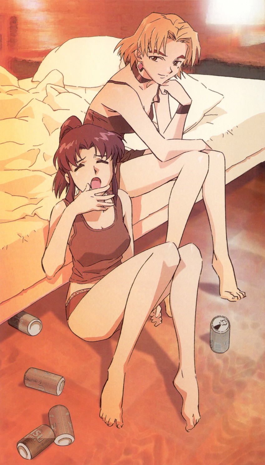 katsuragi misato and akagi ritsuko (neon genesis evangelion) drawn by tsurumaki_kazuya