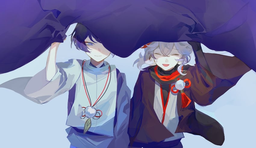 scaramouche, kaedehara kazuha, and akahito (genshin impact) drawn by kinoko39122